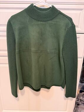 Ann Taylor Green Suede & Knit Pullover Sweater